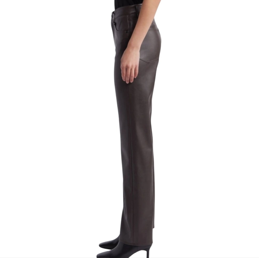 Rag & Bone Black Harlow Relaxed Straight Leg Faux Leather Pants - Size 32 - Picture 3 of 12
